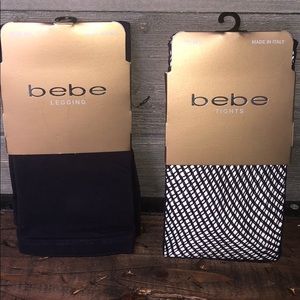 NWT Bebe Fishnet Tight Legging Lot Purple M/L